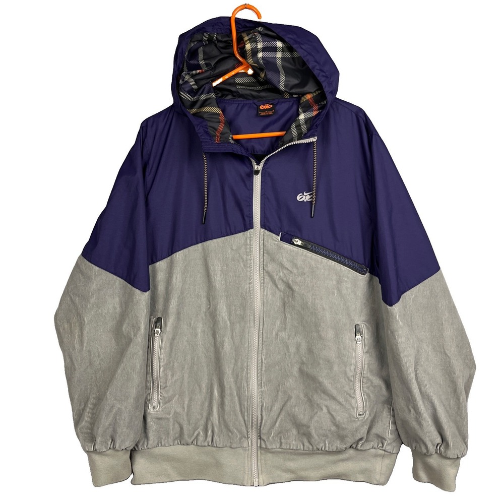 Vintage Nike 6.0 Jacket Men’s Large Corduroy Ribbed Gray Purple Full Zip Hood